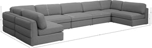 Beckham Linen Textured Fabric / Engineered Wood / Foam Contemporary Grey Durable Linen Textured Fabric Modular Sectional - 190" W x 76" D x 32.5" H