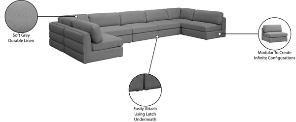 Beckham Linen Textured Fabric / Engineered Wood / Foam Contemporary Grey Durable Linen Textured Fabric Modular Sectional - 190" W x 76" D x 32.5" H