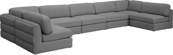 Beckham Linen Textured Fabric / Engineered Wood / Foam Contemporary Grey Durable Linen Textured Fabric Modular Sectional - 190" W x 76" D x 32.5" H