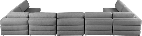 Beckham Linen Textured Fabric / Engineered Wood / Foam Contemporary Grey Durable Linen Textured Fabric Modular Sectional - 190" W x 76" D x 32.5" H
