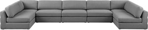 Beckham Linen Textured Fabric / Engineered Wood / Foam Contemporary Grey Durable Linen Textured Fabric Modular Sectional - 190" W x 76" D x 32.5" H