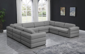 Beckham Linen Textured Fabric / Engineered Wood / Foam Contemporary Grey Durable Linen Textured Fabric Modular Sectional - 152" W x 114" D x 32.5" H