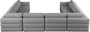 Beckham Linen Textured Fabric / Engineered Wood / Foam Contemporary Grey Durable Linen Textured Fabric Modular Sectional - 152" W x 114" D x 32.5" H