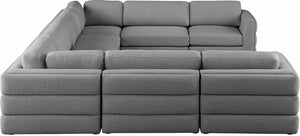 Beckham Linen Textured Fabric / Engineered Wood / Foam Contemporary Grey Durable Linen Textured Fabric Modular Sectional - 152" W x 114" D x 32.5" H