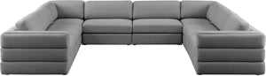 Beckham Linen Textured Fabric / Engineered Wood / Foam Contemporary Grey Durable Linen Textured Fabric Modular Sectional - 152" W x 114" D x 32.5" H