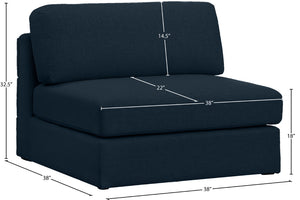 Beckham Linen Textured Fabric / Engineered Wood / Foam Contemporary Navy Durable Linen Textured Fabric Armless - 38" W x 38" D x 32.5" H