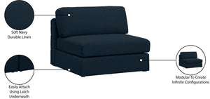 Beckham Linen Textured Fabric / Engineered Wood / Foam Contemporary Navy Durable Linen Textured Fabric Armless - 38" W x 38" D x 32.5" H