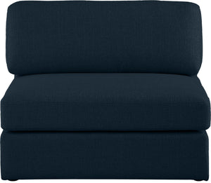 Beckham Linen Textured Fabric / Engineered Wood / Foam Contemporary Navy Durable Linen Textured Fabric Armless - 38" W x 38" D x 32.5" H