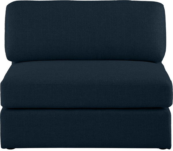 Beckham Linen Textured Fabric / Engineered Wood / Foam Contemporary Navy Durable Linen Textured Fabric Armless - 38" W x 38" D x 32.5" H