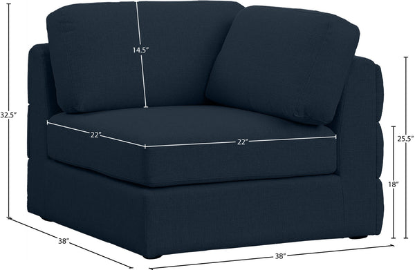 Beckham Linen Textured Fabric / Engineered Wood / Foam Contemporary Navy Durable Linen Textured Fabric Corner - 38" W x 38" D x 32.5" H