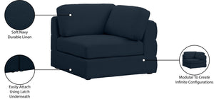 Beckham Linen Textured Fabric / Engineered Wood / Foam Contemporary Navy Durable Linen Textured Fabric Corner - 38" W x 38" D x 32.5" H