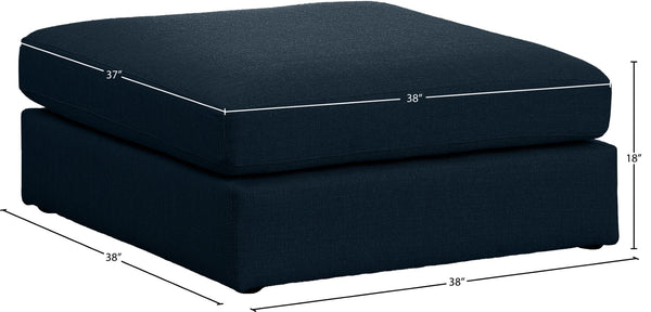 Beckham Linen Textured Fabric / Engineered Wood / Foam Contemporary Navy Durable Linen Textured Fabric Ottoman - 38" W x 37" D x 18" H