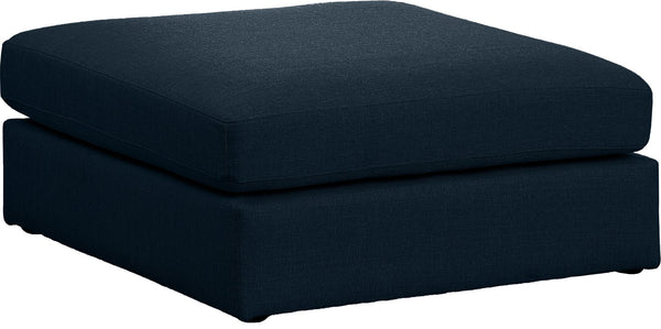 Beckham Linen Textured Fabric / Engineered Wood / Foam Contemporary Navy Durable Linen Textured Fabric Ottoman - 38" W x 37" D x 18" H