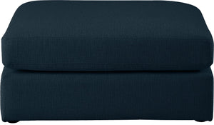 Beckham Linen Textured Fabric / Engineered Wood / Foam Contemporary Navy Durable Linen Textured Fabric Ottoman - 38" W x 37" D x 18" H