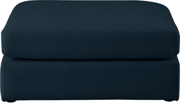 Beckham Linen Textured Fabric / Engineered Wood / Foam Contemporary Navy Durable Linen Textured Fabric Ottoman - 38" W x 37" D x 18" H