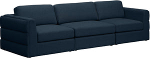 Beckham Linen Textured Fabric / Engineered Wood / Foam Contemporary Navy Durable Linen Textured Fabric Modular Sofa - 114" W x 38" D x 32.5" H