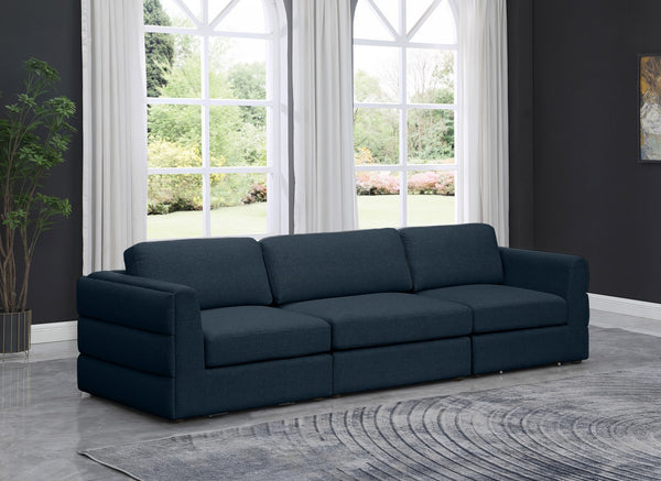 Beckham Linen Textured Fabric / Engineered Wood / Foam Contemporary Navy Durable Linen Textured Fabric Modular Sofa - 114" W x 38" D x 32.5" H
