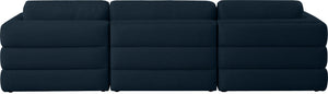 Beckham Linen Textured Fabric / Engineered Wood / Foam Contemporary Navy Durable Linen Textured Fabric Modular Sofa - 114" W x 38" D x 32.5" H