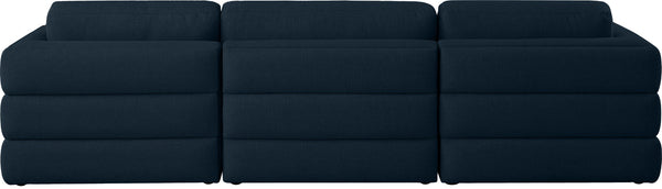 Beckham Linen Textured Fabric / Engineered Wood / Foam Contemporary Navy Durable Linen Textured Fabric Modular Sofa - 114" W x 38" D x 32.5" H