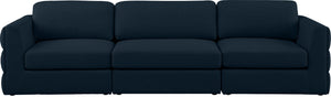 Beckham Linen Textured Fabric / Engineered Wood / Foam Contemporary Navy Durable Linen Textured Fabric Modular Sofa - 114" W x 38" D x 32.5" H