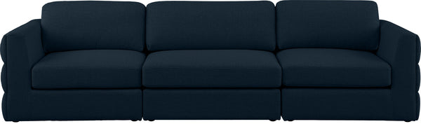 Beckham Linen Textured Fabric / Engineered Wood / Foam Contemporary Navy Durable Linen Textured Fabric Modular Sofa - 114" W x 38" D x 32.5" H