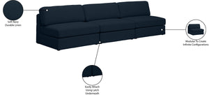Beckham Linen Textured Fabric / Engineered Wood / Foam Contemporary Navy Durable Linen Textured Fabric Modular Sofa - 114" W x 38" D x 32.5" H