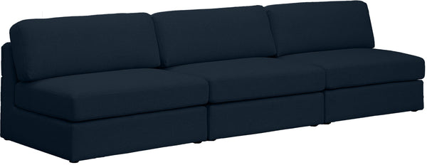 Beckham Linen Textured Fabric / Engineered Wood / Foam Contemporary Navy Durable Linen Textured Fabric Modular Sofa - 114" W x 38" D x 32.5" H