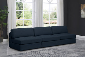 Beckham Linen Textured Fabric / Engineered Wood / Foam Contemporary Navy Durable Linen Textured Fabric Modular Sofa - 114" W x 38" D x 32.5" H