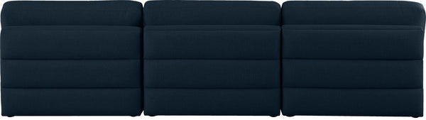 Beckham Linen Textured Fabric / Engineered Wood / Foam Contemporary Navy Durable Linen Textured Fabric Modular Sofa - 114" W x 38" D x 32.5" H