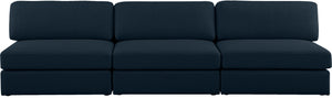 Beckham Linen Textured Fabric / Engineered Wood / Foam Contemporary Navy Durable Linen Textured Fabric Modular Sofa - 114" W x 38" D x 32.5" H