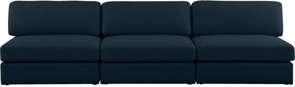 Beckham Linen Textured Fabric / Engineered Wood / Foam Contemporary Navy Durable Linen Textured Fabric Modular Sofa - 114" W x 38" D x 32.5" H