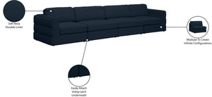 Beckham Linen Textured Fabric / Engineered Wood / Foam Contemporary Navy Durable Linen Textured Fabric Modular Sofa - 152" W x 38" D x 32.5" H