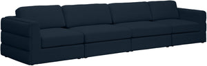 Beckham Linen Textured Fabric / Engineered Wood / Foam Contemporary Navy Durable Linen Textured Fabric Modular Sofa - 152" W x 38" D x 32.5" H
