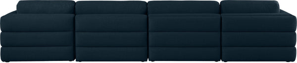Beckham Linen Textured Fabric / Engineered Wood / Foam Contemporary Navy Durable Linen Textured Fabric Modular Sofa - 152" W x 38" D x 32.5" H