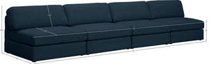 Beckham Linen Textured Fabric / Engineered Wood / Foam Contemporary Navy Durable Linen Textured Fabric Modular Sofa - 152" W x 38" D x 32.5" H