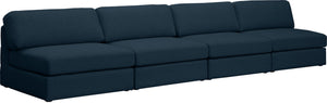 Beckham Linen Textured Fabric / Engineered Wood / Foam Contemporary Navy Durable Linen Textured Fabric Modular Sofa - 152" W x 38" D x 32.5" H