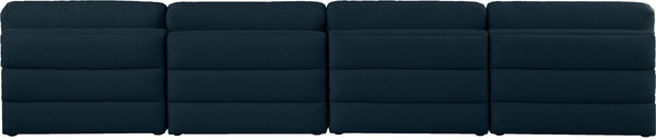 Beckham Linen Textured Fabric / Engineered Wood / Foam Contemporary Navy Durable Linen Textured Fabric Modular Sofa - 152" W x 38" D x 32.5" H