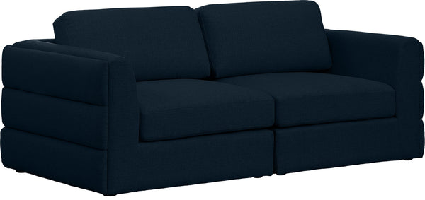 Beckham Linen Textured Fabric / Engineered Wood / Foam Contemporary Navy Durable Linen Textured Fabric Modular Sofa - 76" W x 38" D x 32.5" H