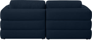 Beckham Linen Textured Fabric / Engineered Wood / Foam Contemporary Navy Durable Linen Textured Fabric Modular Sofa - 76" W x 38" D x 32.5" H