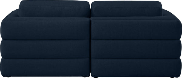 Beckham Linen Textured Fabric / Engineered Wood / Foam Contemporary Navy Durable Linen Textured Fabric Modular Sofa - 76" W x 38" D x 32.5" H