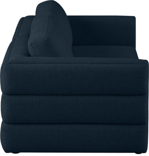 Beckham Linen Textured Fabric / Engineered Wood / Foam Contemporary Navy Durable Linen Textured Fabric Modular Sofa - 76" W x 38" D x 32.5" H