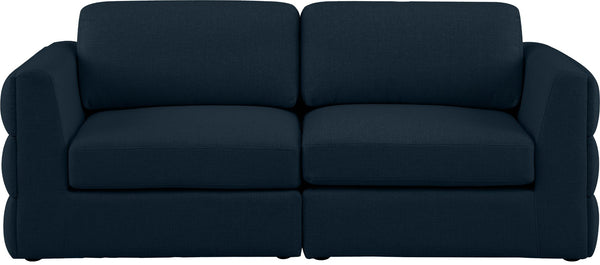 Beckham Linen Textured Fabric / Engineered Wood / Foam Contemporary Navy Durable Linen Textured Fabric Modular Sofa - 76" W x 38" D x 32.5" H