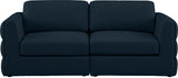 Beckham Linen Textured Fabric / Engineered Wood / Foam Contemporary Navy Durable Linen Textured Fabric Modular Sofa - 76" W x 38" D x 32.5" H