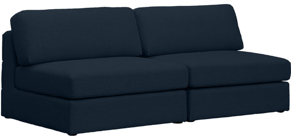 Beckham Linen Textured Fabric / Engineered Wood / Foam Contemporary Navy Durable Linen Textured Fabric Modular Sofa - 76" W x 38" D x 32.5" H