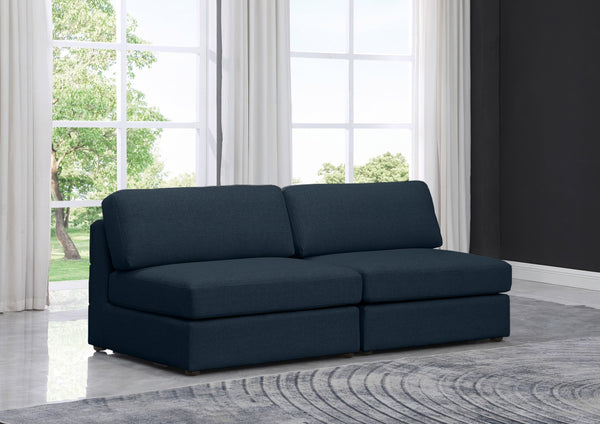 Beckham Linen Textured Fabric / Engineered Wood / Foam Contemporary Navy Durable Linen Textured Fabric Modular Sofa - 76" W x 38" D x 32.5" H