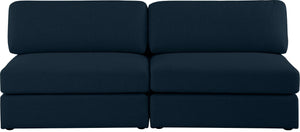 Beckham Linen Textured Fabric / Engineered Wood / Foam Contemporary Navy Durable Linen Textured Fabric Modular Sofa - 76" W x 38" D x 32.5" H