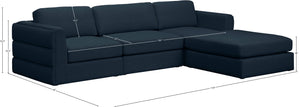 Beckham Linen Textured Fabric / Engineered Wood / Foam Contemporary Navy Durable Linen Textured Fabric Modular Sectional - 114" W x 76" D x 32.5" H