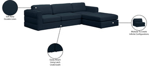 Beckham Linen Textured Fabric / Engineered Wood / Foam Contemporary Navy Durable Linen Textured Fabric Modular Sectional - 114" W x 76" D x 32.5" H