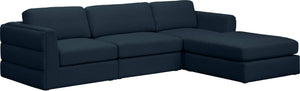 Beckham Linen Textured Fabric / Engineered Wood / Foam Contemporary Navy Durable Linen Textured Fabric Modular Sectional - 114" W x 76" D x 32.5" H