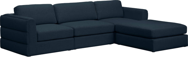 Beckham Linen Textured Fabric / Engineered Wood / Foam Contemporary Navy Durable Linen Textured Fabric Modular Sectional - 114" W x 76" D x 32.5" H